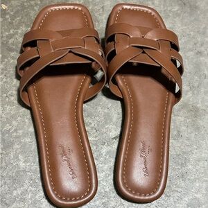 Woven Slide Sandals - Brown Women’s Flat Sandals